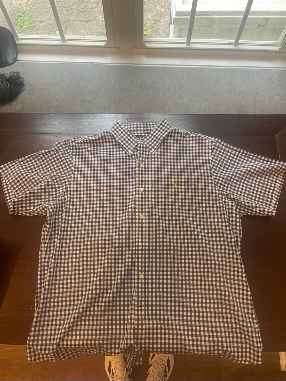 Ralph Lauren Men's Short-Sleeve Button-Down Gingham Shirt - Blue/White XL